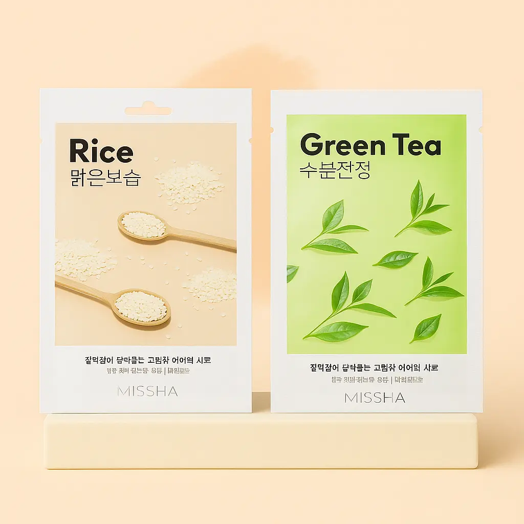 Missha-Airy Fit Sheet Mask 5-Rice-Green tea.webp