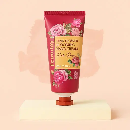 [2649] Pink Flower Blooming Hand Cream Pink Rose